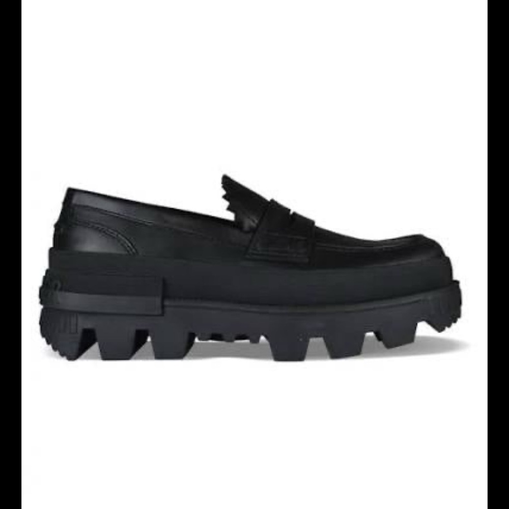Womens Black Chunky Sole Penny Loafers